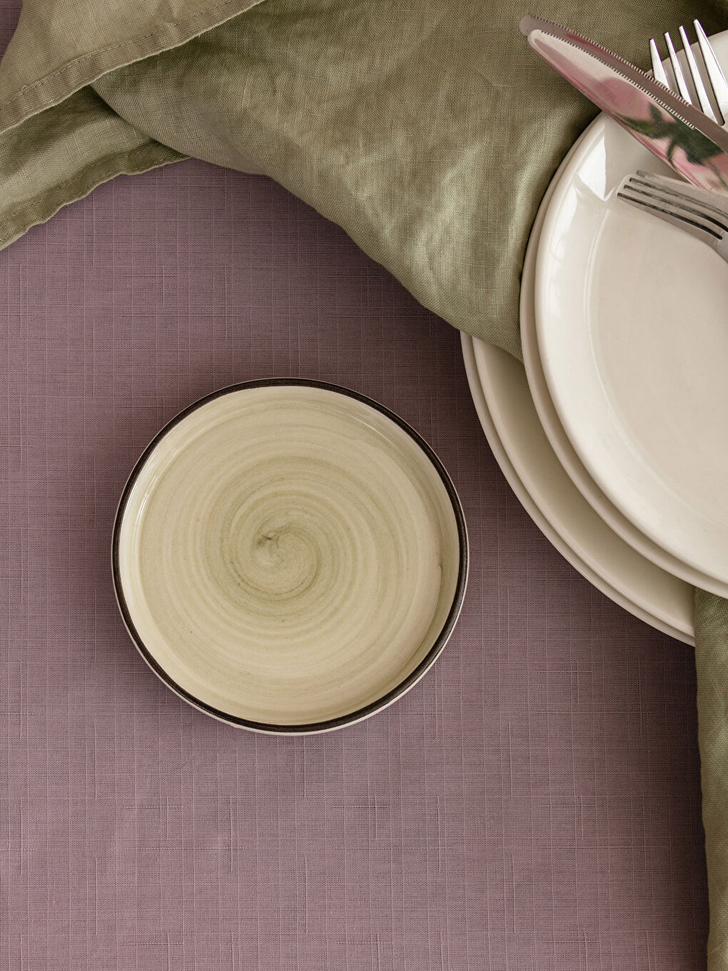 Yeşil Düz Seramik Tabak 12 cm