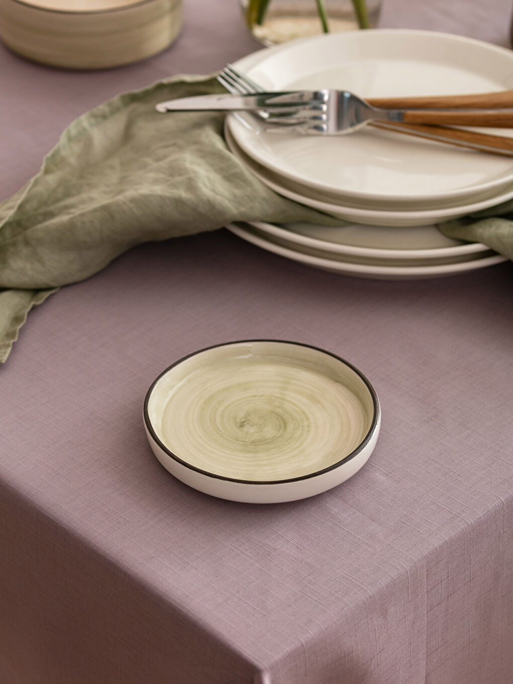 Yeşil Düz Seramik Tabak 12 cm-1