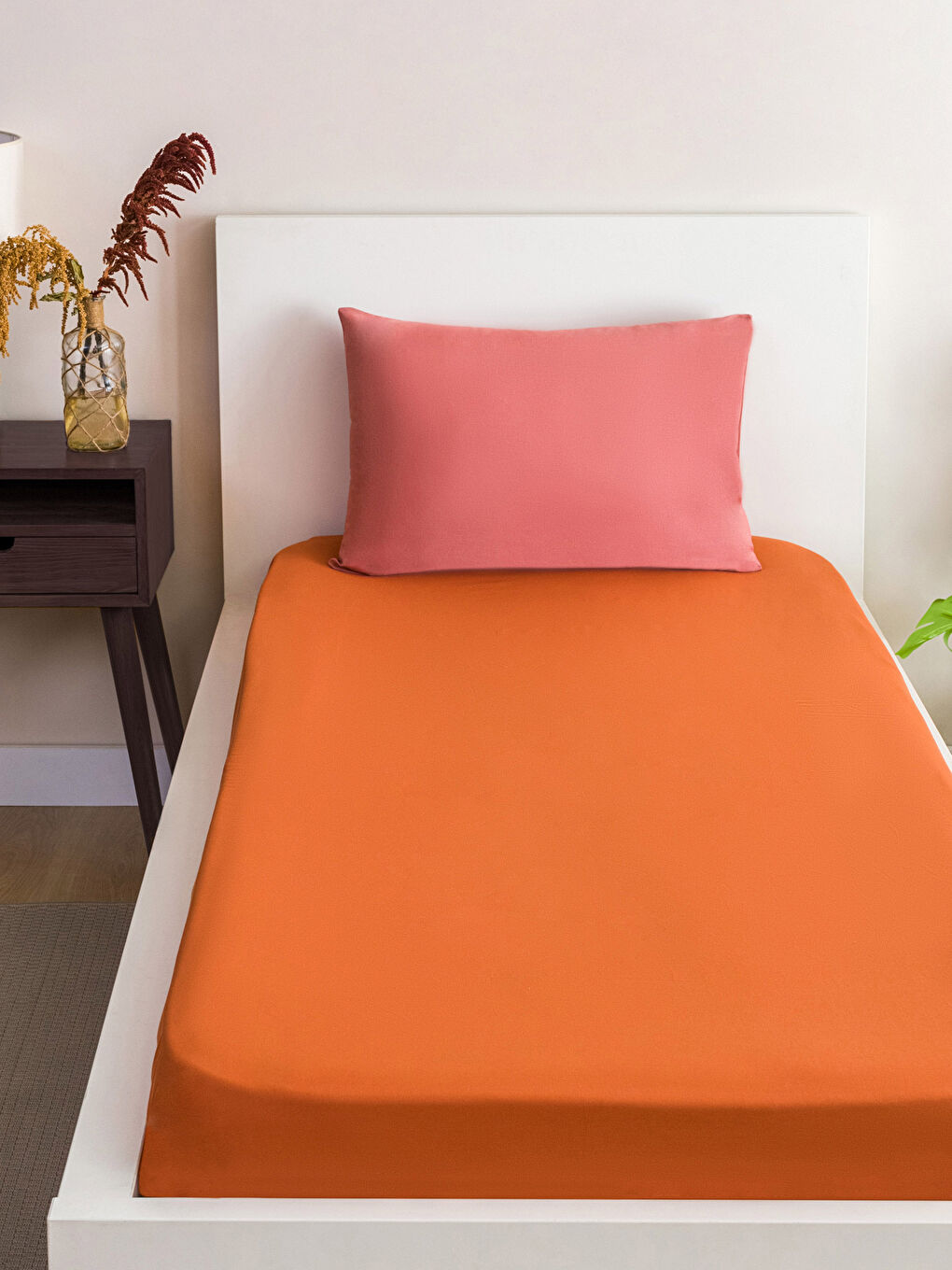 Kahverengi Düz Pamuklu Tek Kişilik Çarşaf 180x240 cm