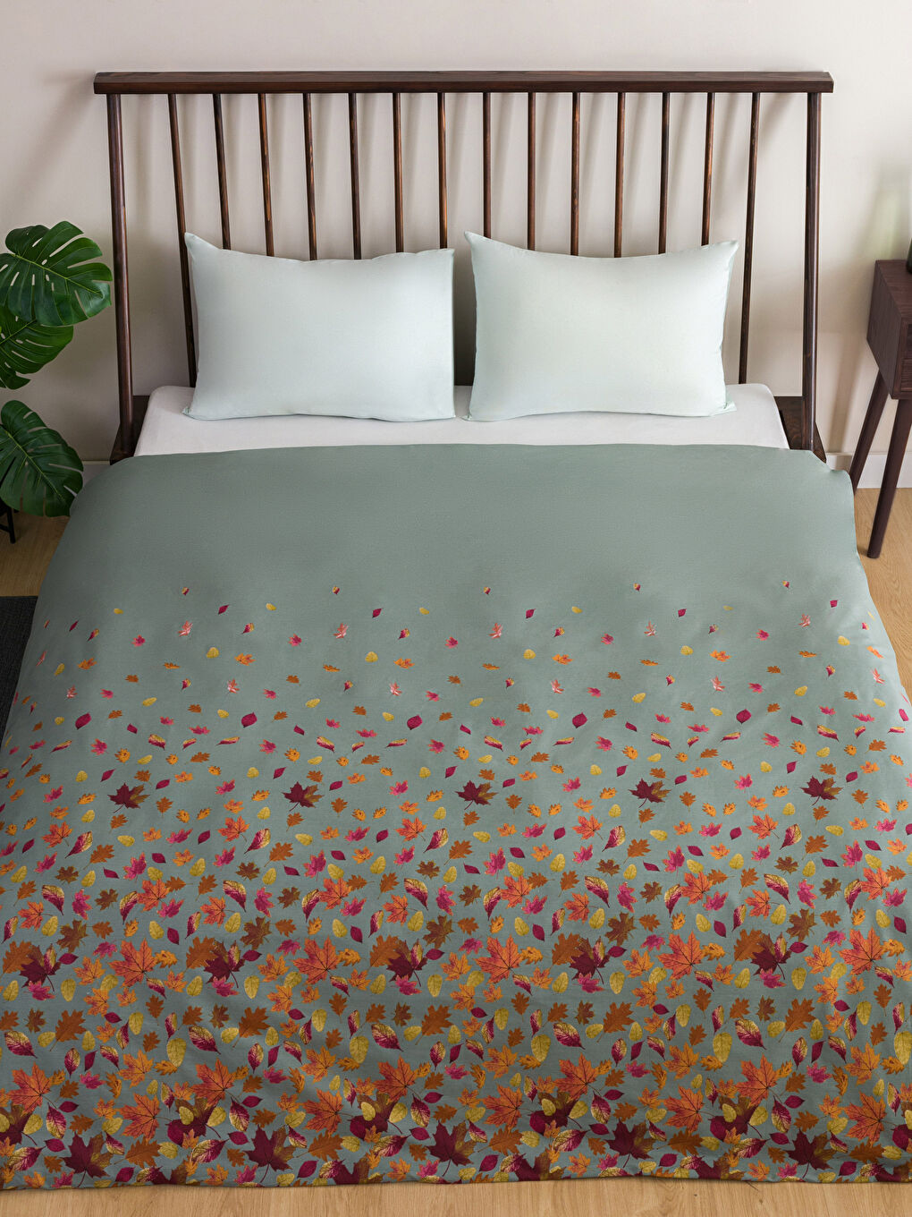 Yeşil Pamuklu Çift Kişilik Nevresim 200x220 cm-1