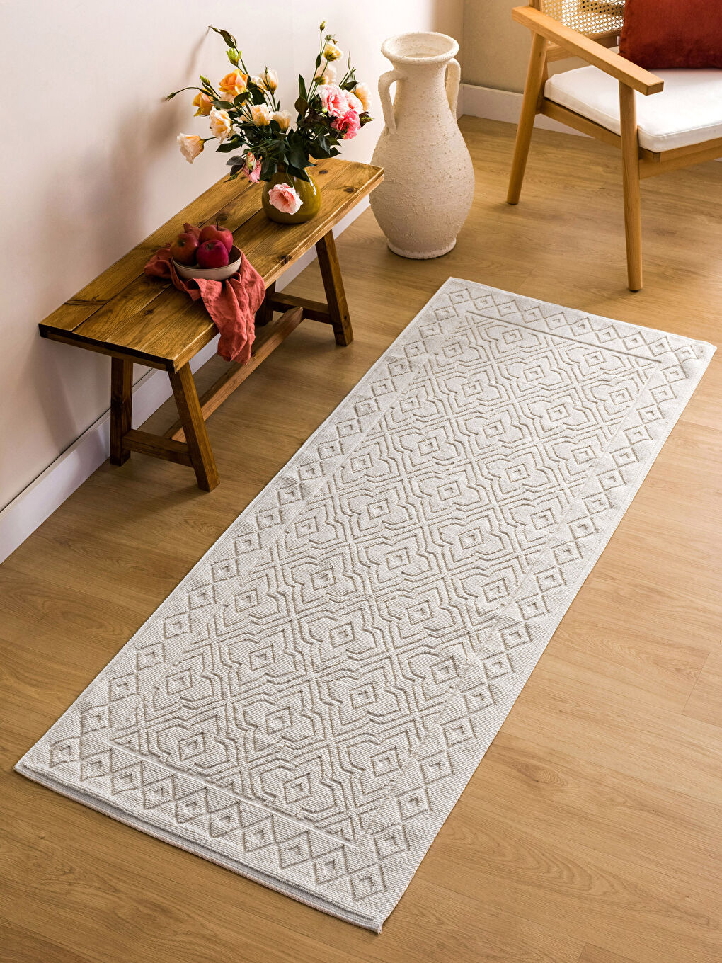 Ekru Desenli Kilim 80x200 cm-1