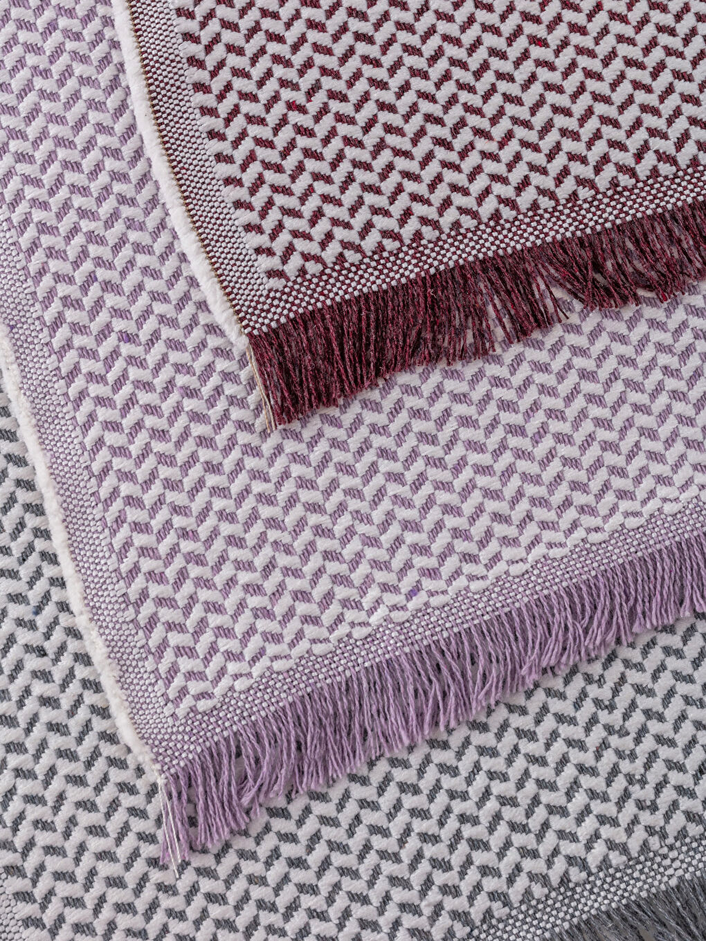 Bordo Desenli El Havlusu 3'lü 30x50 cm-3