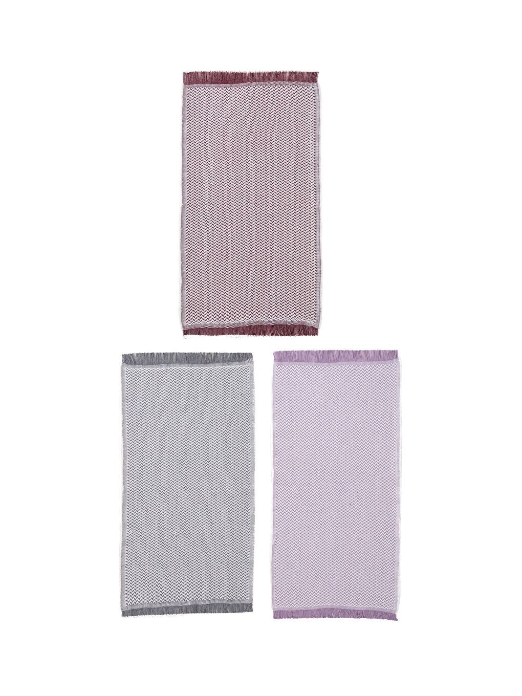 Bordo Desenli El Havlusu 3'lü 30x50 cm-5