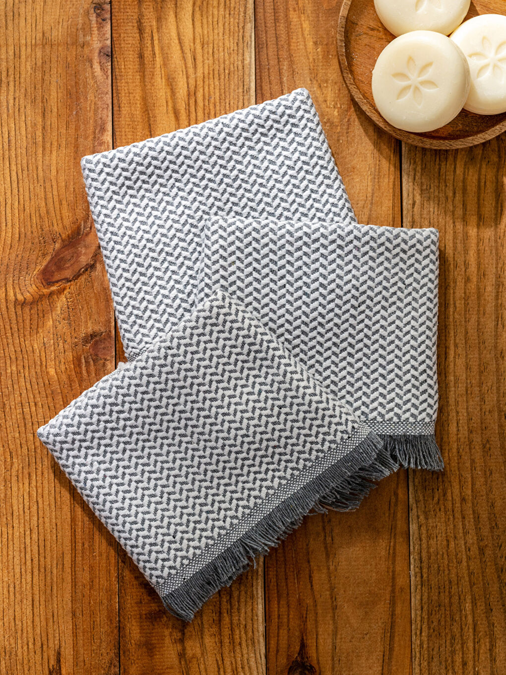 Gri Desenli El Havlusu 3'lü 30x50 cm-2