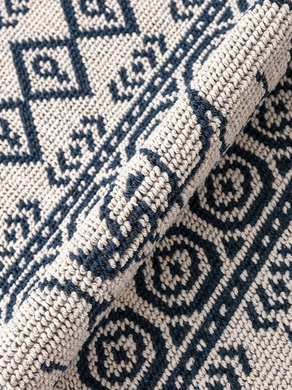 Lacivert Fil Desenli Banyo Paspası 2'li-1