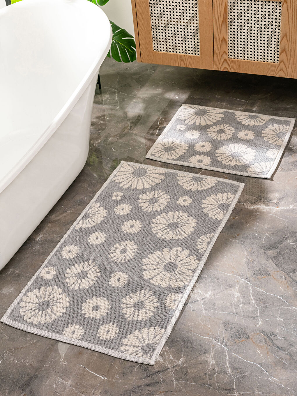 Gri Desenli Banyo Paspası 2'li