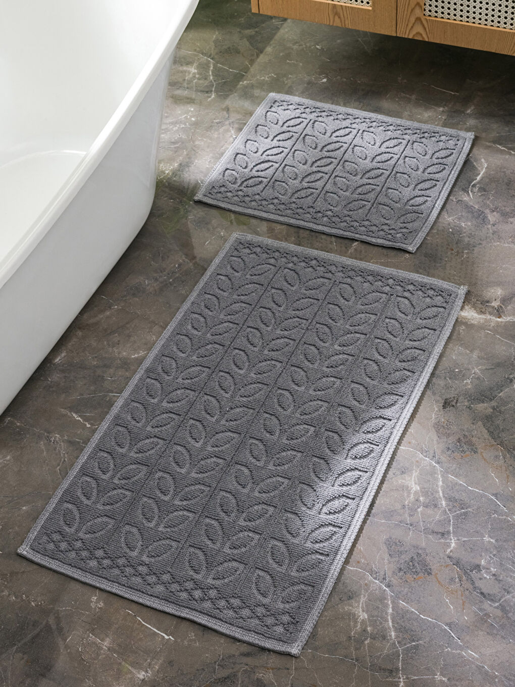 Gri Desenli Banyo Paspası 2'li-1
