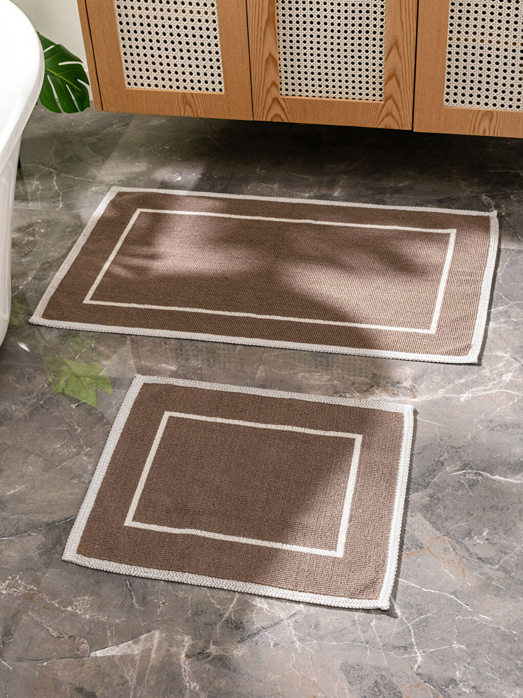 Bej Desenli Banyo Paspası 2'li