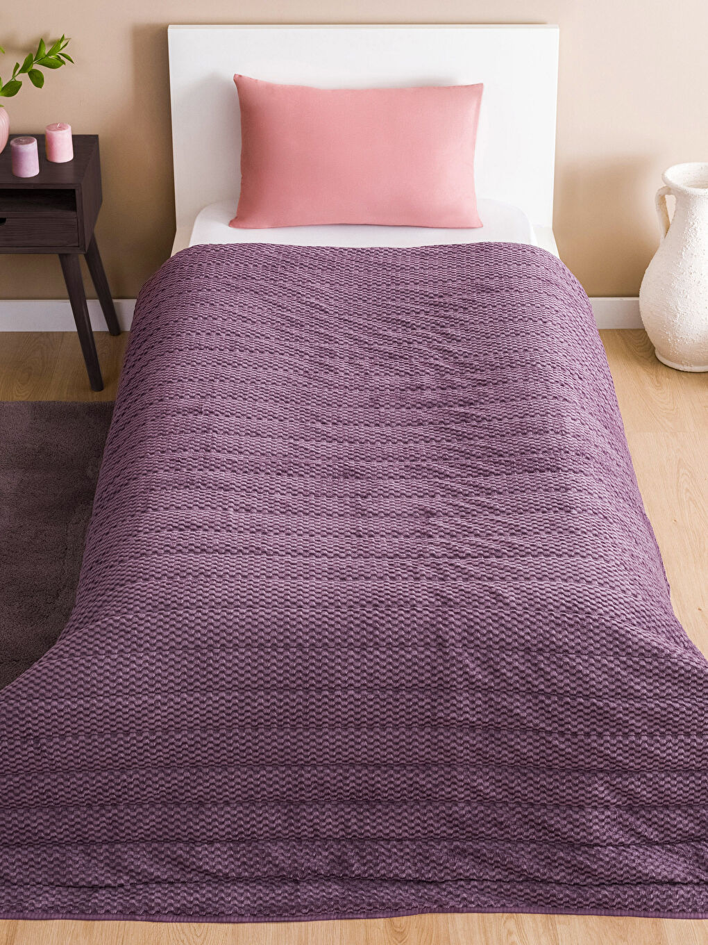 Mürdüm Kendinden Desenli Tek Kişilik Battaniye-1