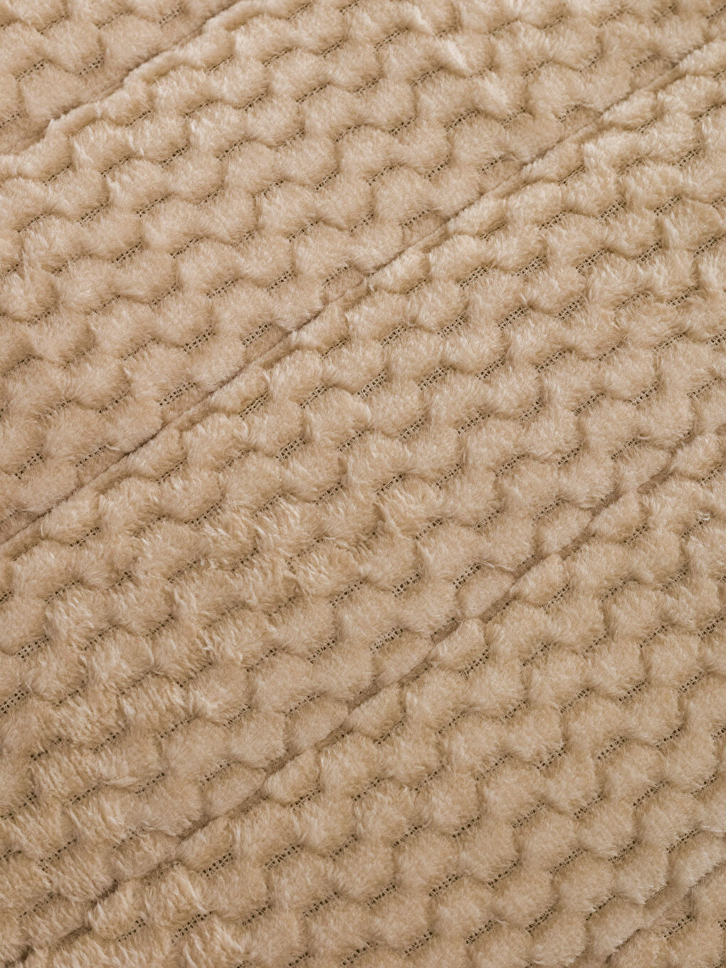 Bej Kendinden Desenli Tek Kişilik Battaniye-2