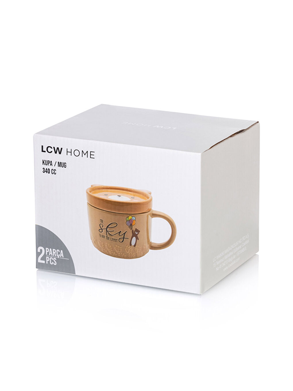 LCW HOME Karışık Baskılı Kapaklı Seramik Kupa 340 Ml - 3