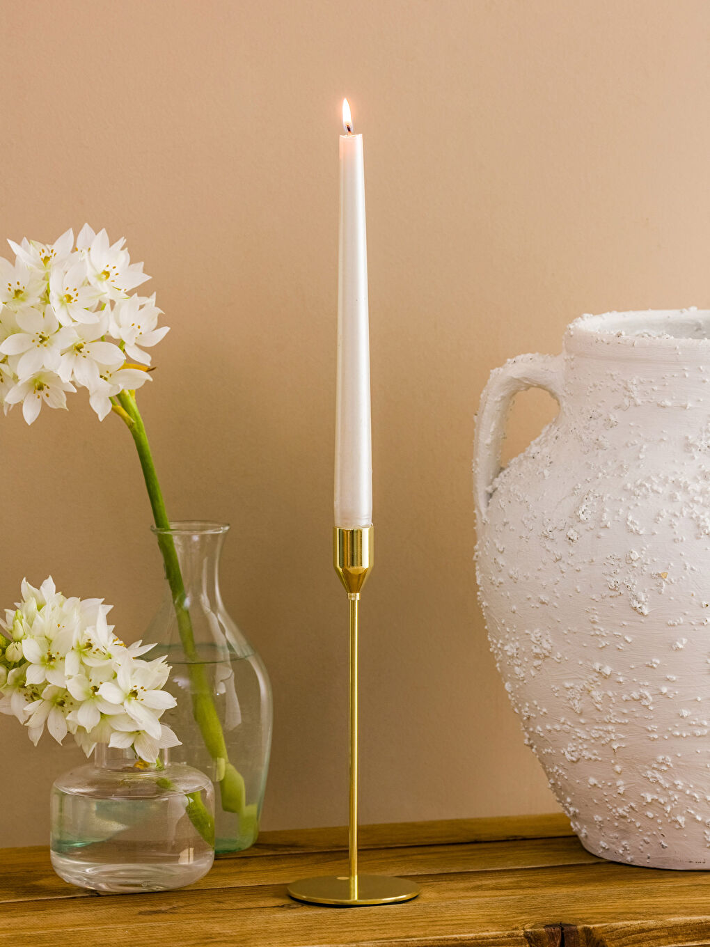 Sarı Metal Şamdan 8x22 cm