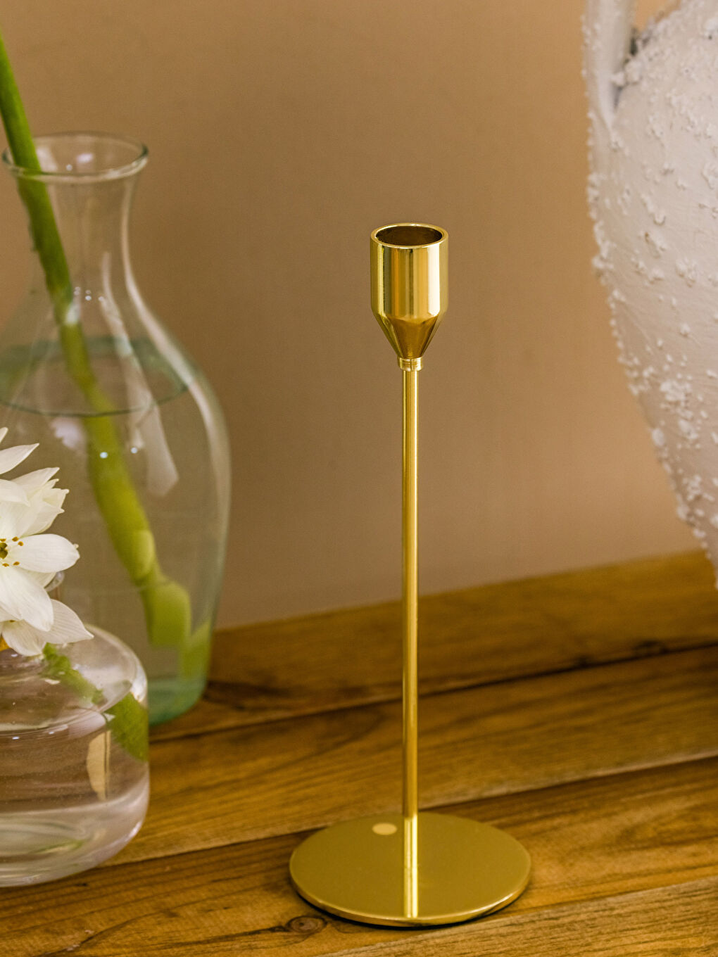 Sarı Metal Şamdan 8x22 cm-2