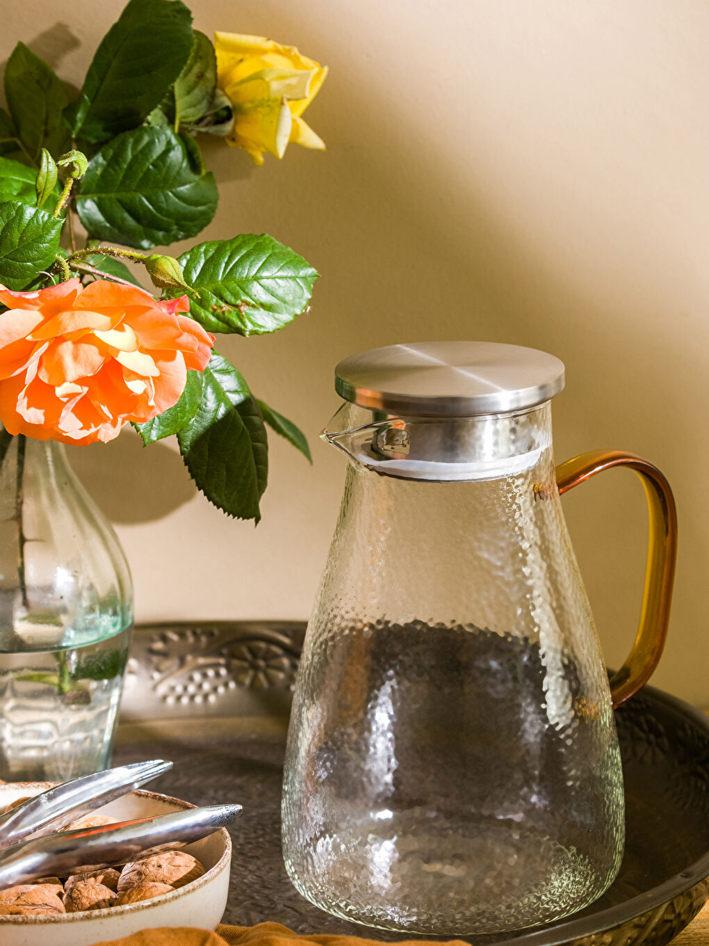 Renksiz Kapaklı Cam Sürahi 1800 ml-1