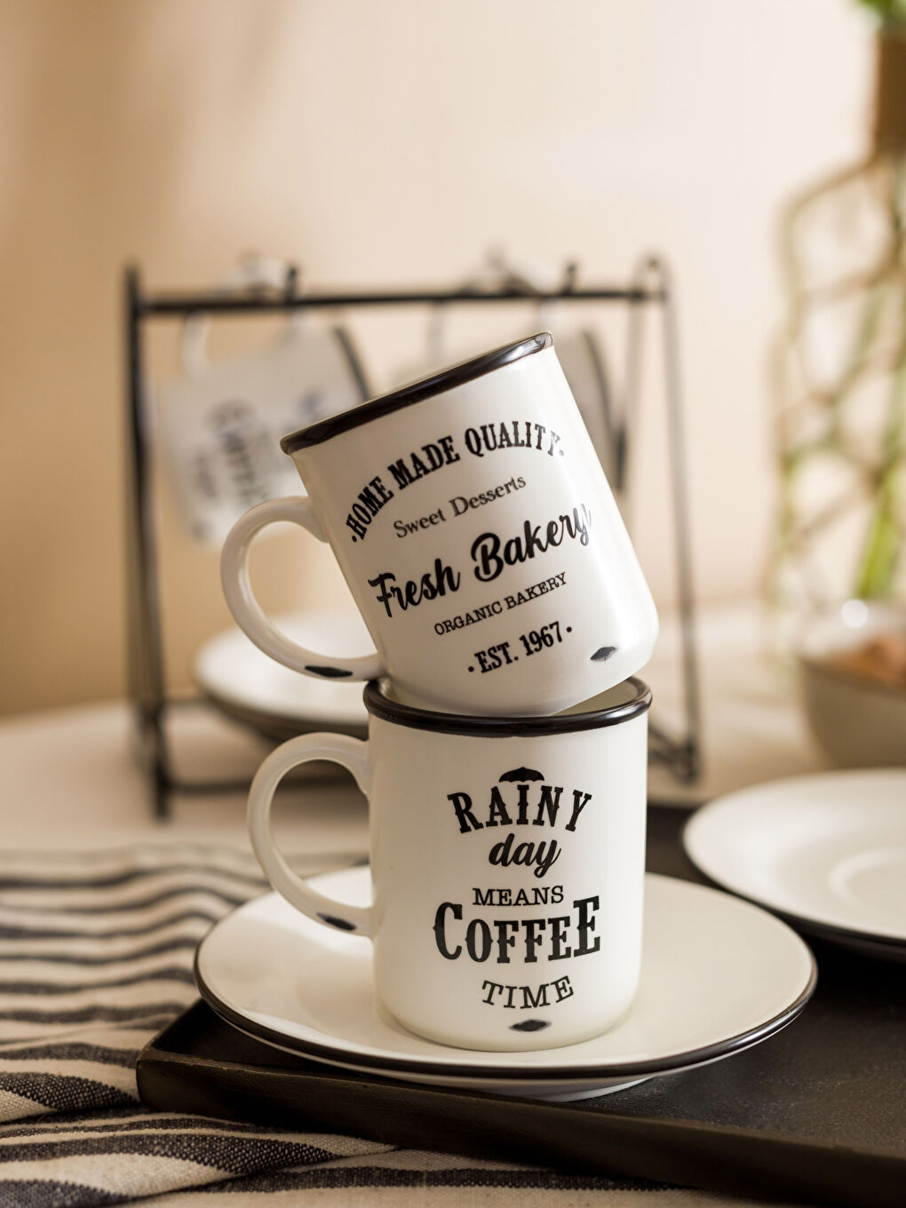 مجموعة فناجين قهوة بورسلين مطبوعة 8 قطع-3