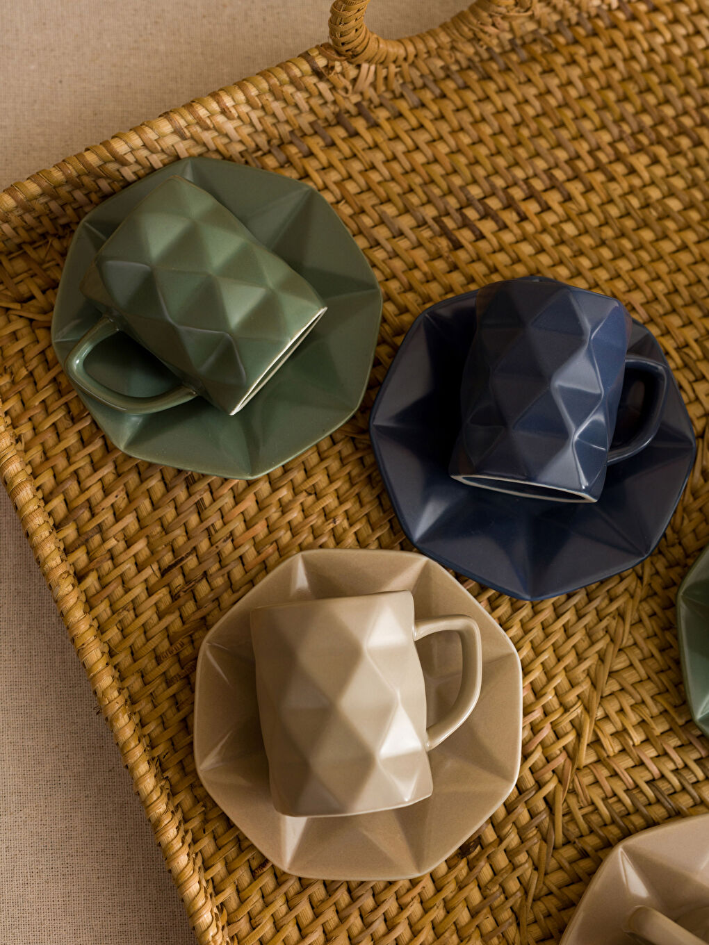 Mavi Desenli Porselen Kahve Fincan Takımı 6'lı-2