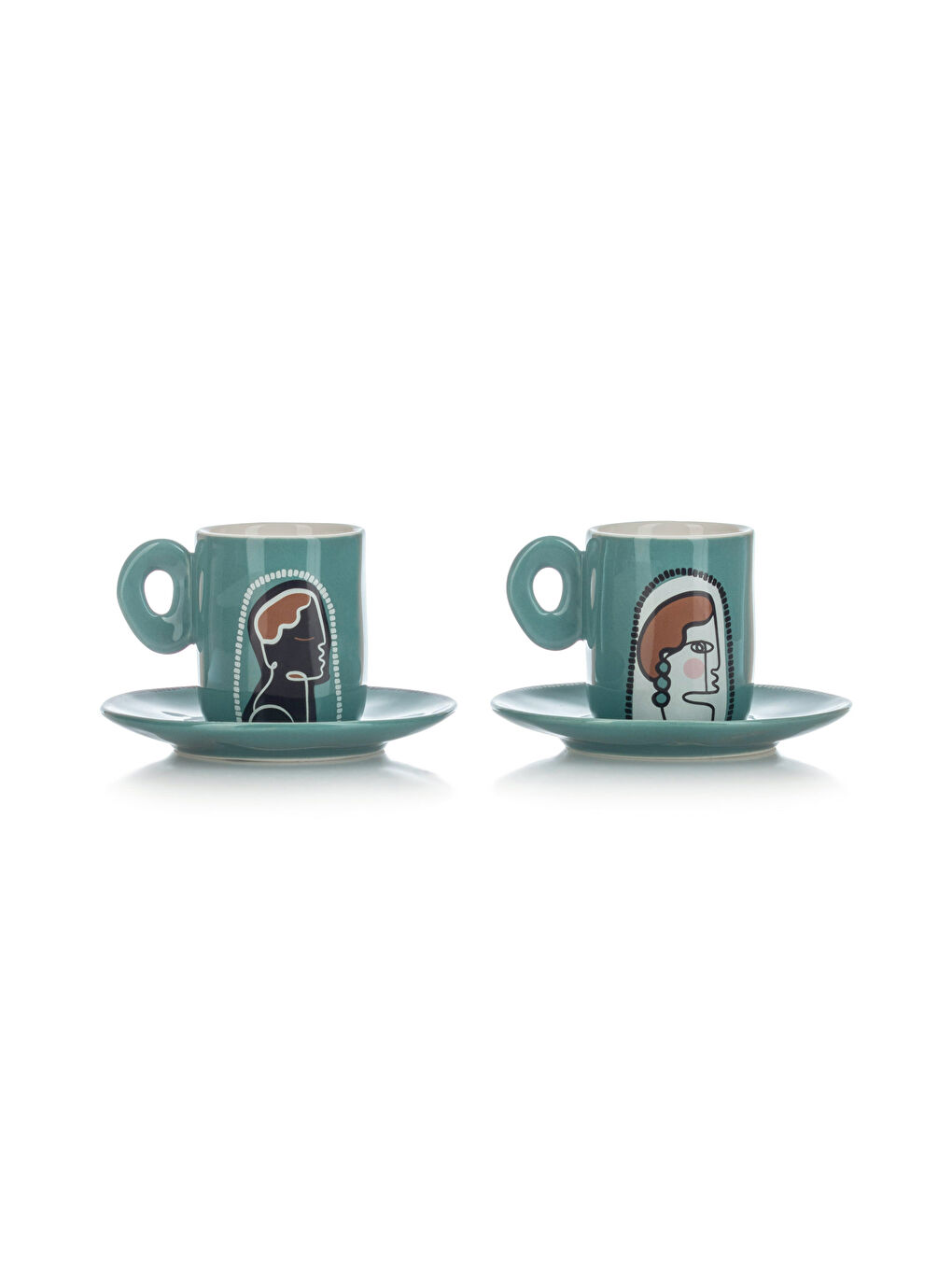 Bedrucktes Porzellan-Kaffeetassen-Set für 2 Personen 130 ml-4
