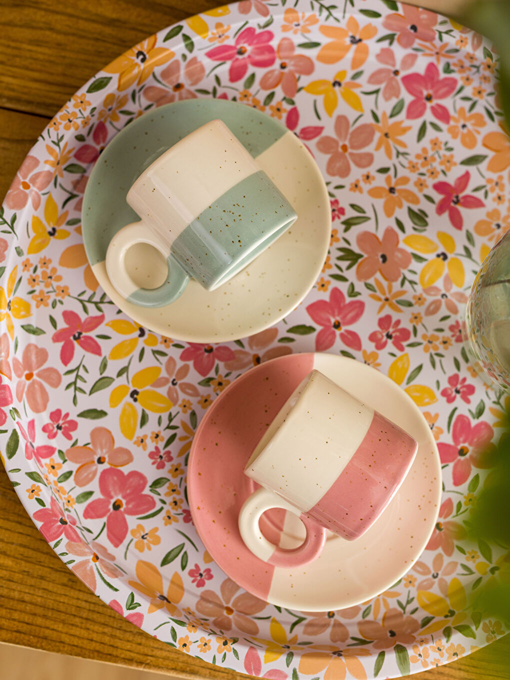 Karışık Renk Bloklu 2 Kişilik Porselen Kahve Fincan Takımı 90 ml-2