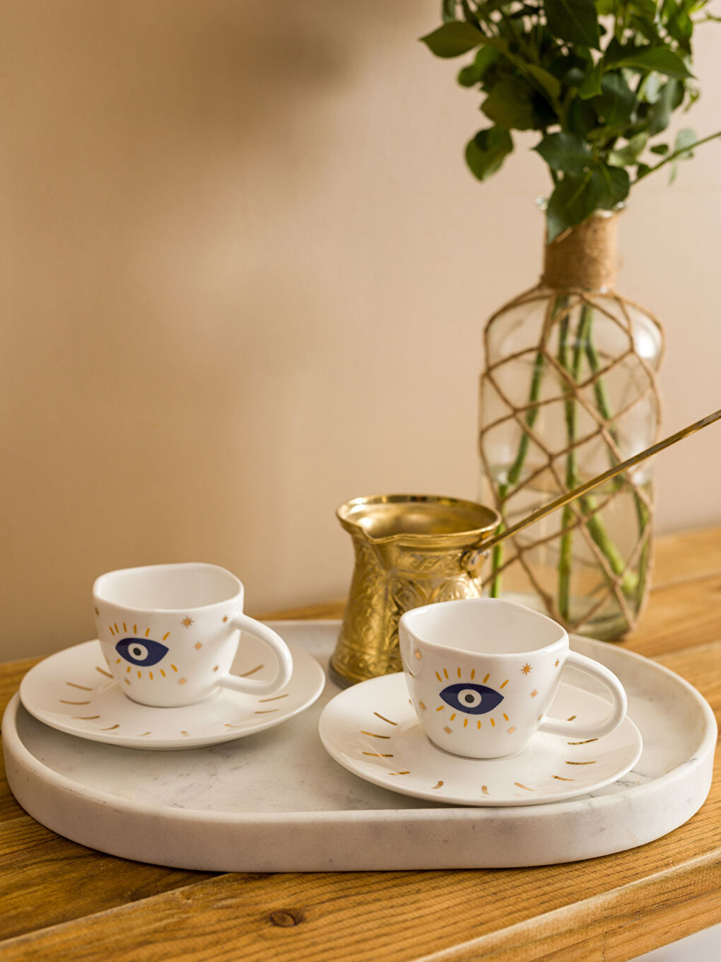 LCW HOME Göz Baskılı 2 Kişilik Kahve Fincan Takımı 90 ml -W3AD10Z8-F9C
