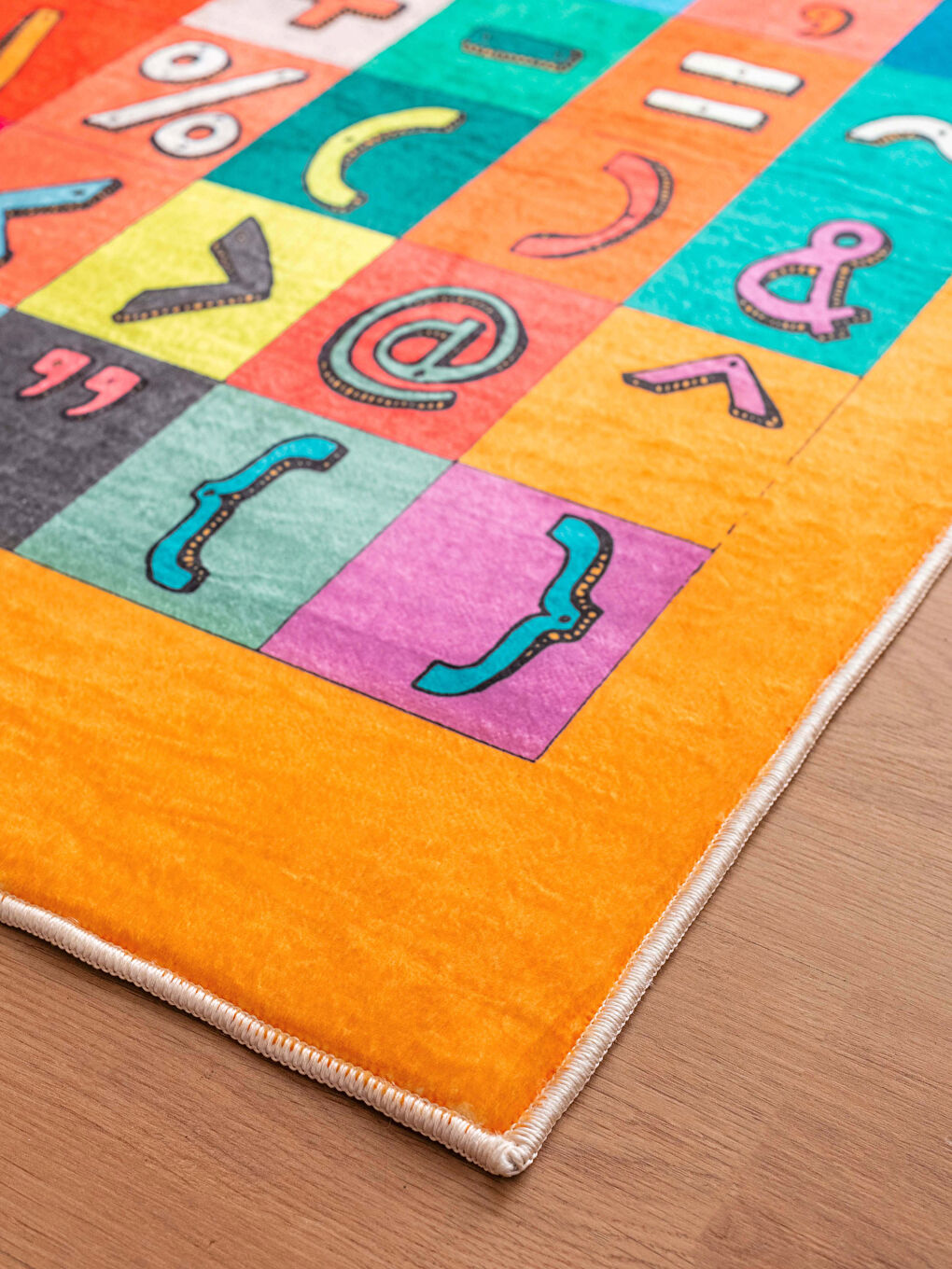 Karışık Harf ve Eğitici Sembol Baskılı Çocuk Halısı 80x140 cm-1