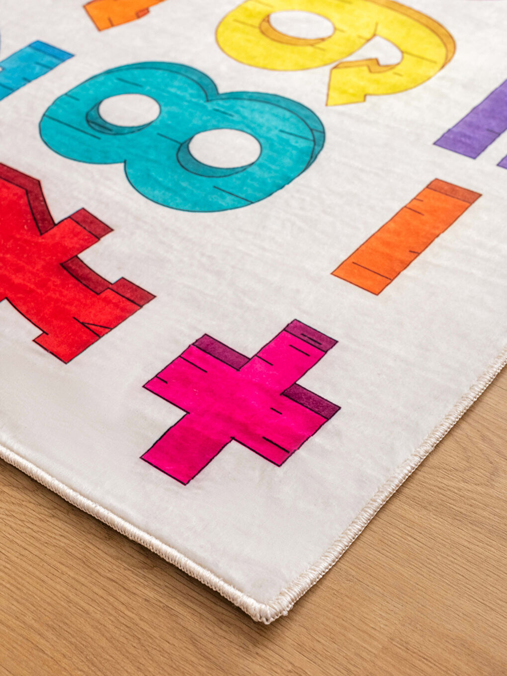 Karışık Rakamlar ve Eğitici Sembol Baskılı Çocuk Halısı 80x140 cm-1
