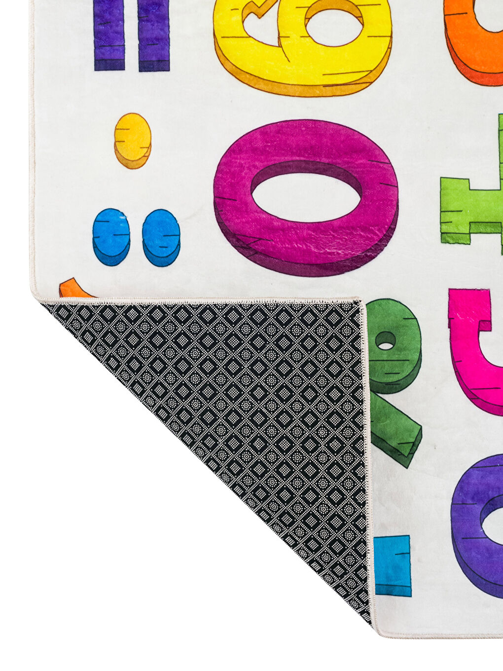 Karışık Rakamlar ve Eğitici Sembol Baskılı Çocuk Halısı 80x140 cm-2