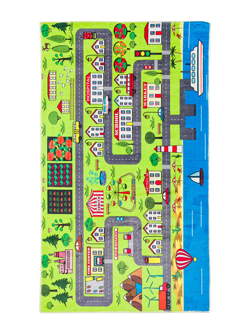 Karışık Şehir Tema Baskılı Çocuk Halısı 80x140 cm-3