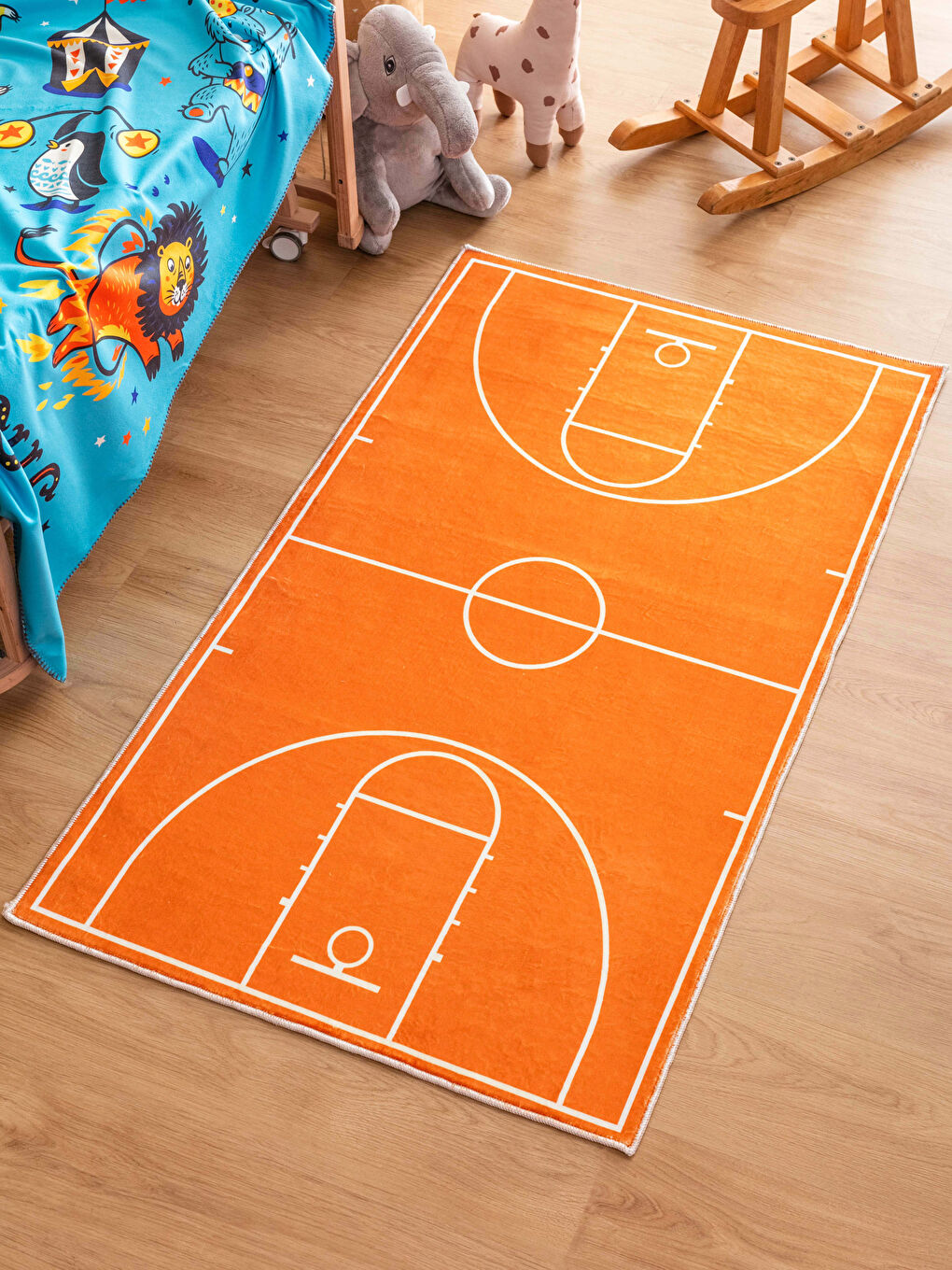 Karışık Basketbol Saha Baskılı Çocuk Halısı 80x140 cm