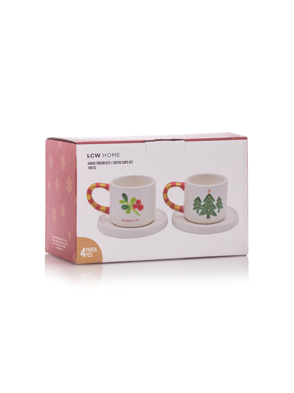 LCW HOME Karişik Yılbaşı Temalı 2 Kişilik Seramik Kahve Fincan Takımı 100 ml - 3