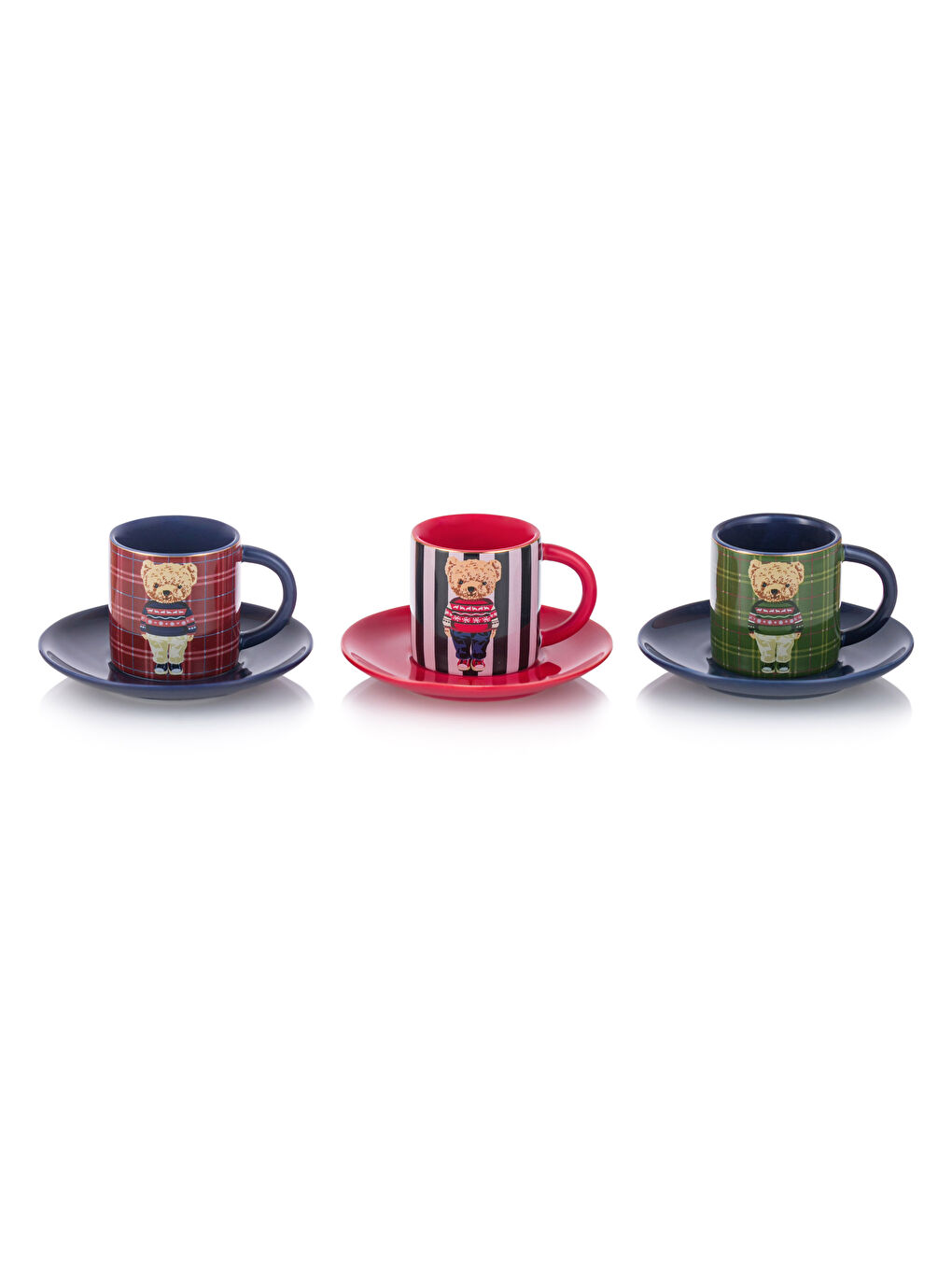Teddy Bear Printed Porcelain Coffee Cup Set for 3 Persons 90 Ml-4