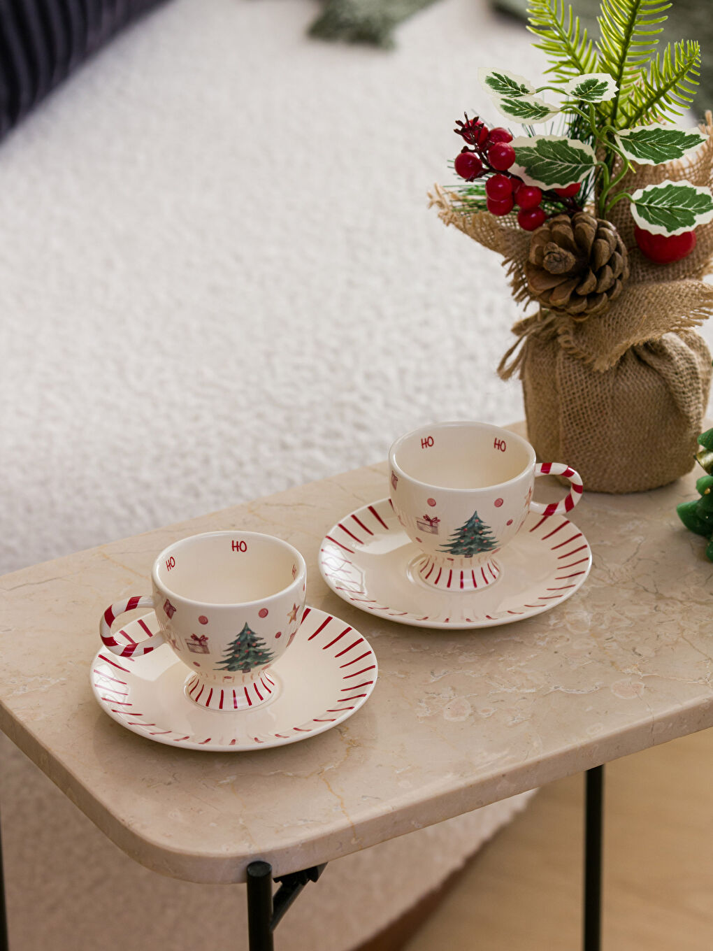 Karışık Yılbaşı Temalı 2 Kişilik Porselen Kahve Fincan Takımı 90 ml