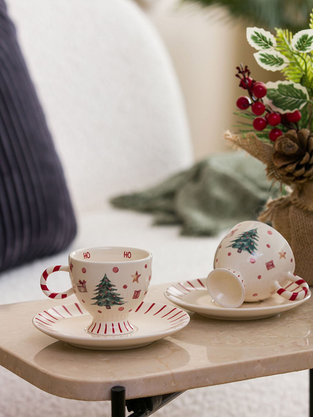 Karışık Yılbaşı Temalı 2 Kişilik Porselen Kahve Fincan Takımı 90 ml-1