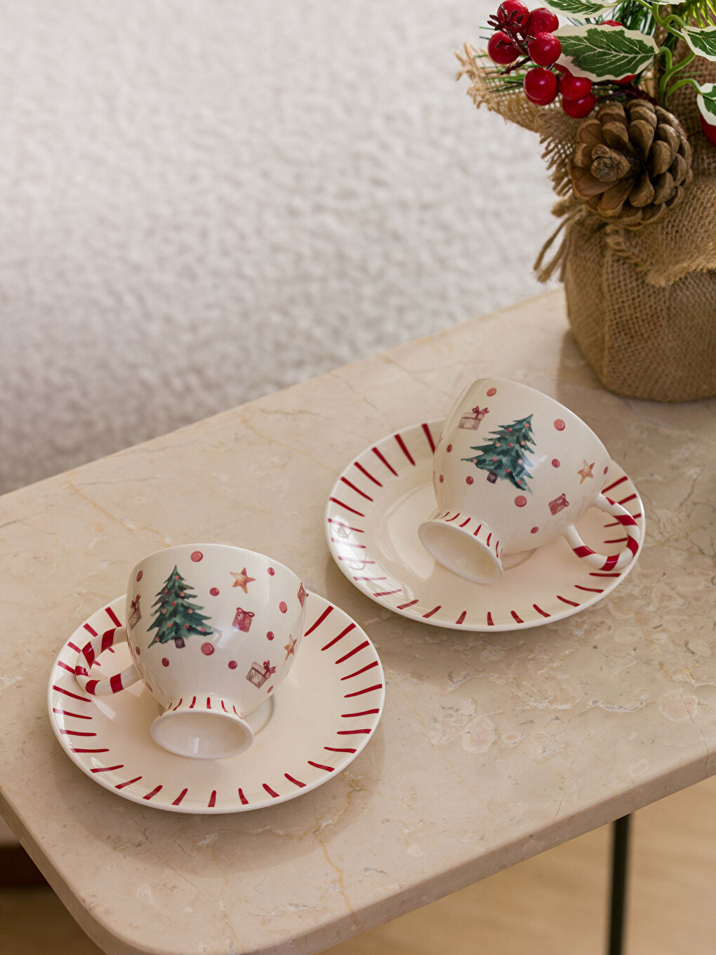 Karışık Yılbaşı Temalı 2 Kişilik Porselen Kahve Fincan Takımı 90 ml-2