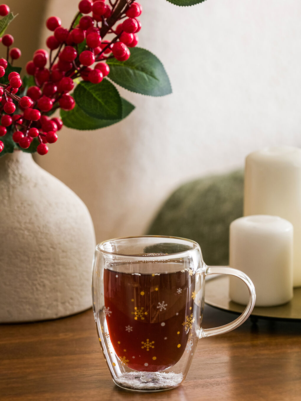 Snowflake Patterned Glass Cup 350 Ml