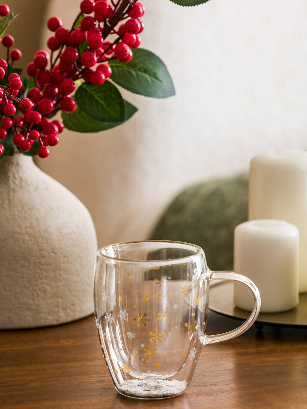 Snowflake Patterned Glass Cup 350 Ml-1