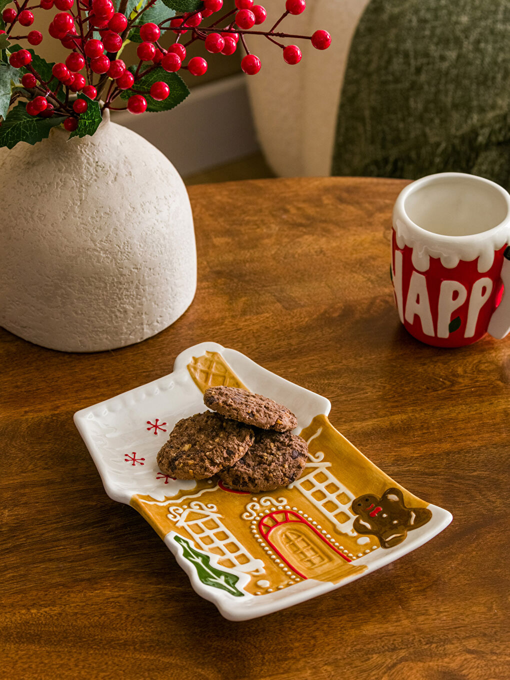 Karışık Desenli Seramik Sunum Tabağı 25 cm