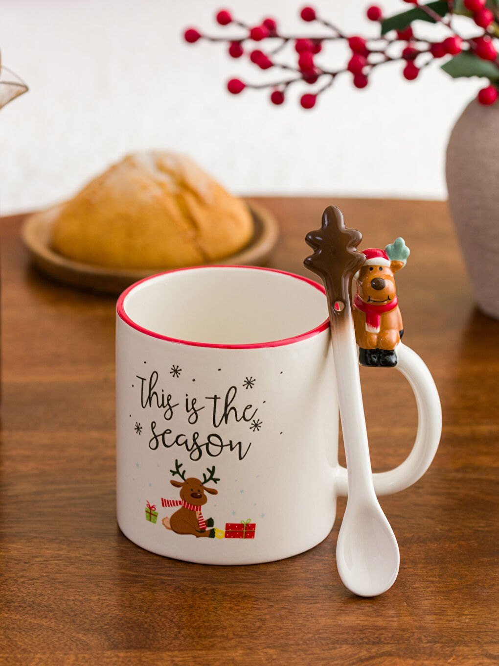 LCW HOME Ceramic Mug with Deer Figure 460 Ml -W3AS01Z8-F9C