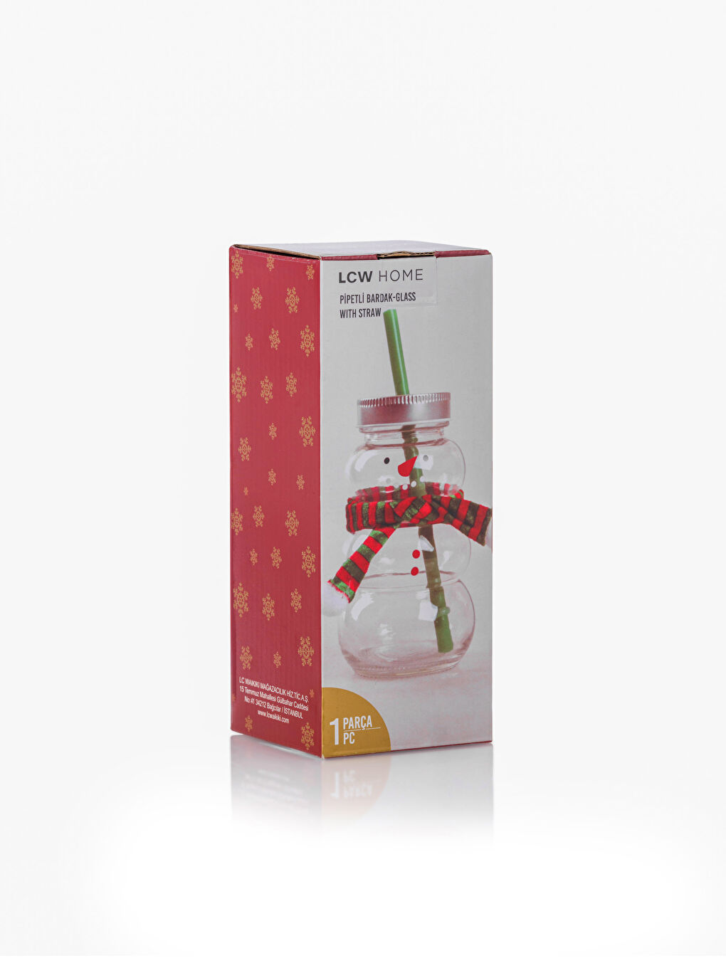 LCW HOME New Year's Themed Glass with Straw 20 Cm -W3AS13Z8-F9C