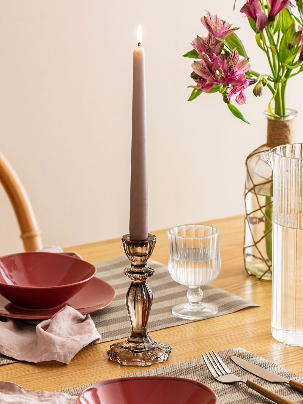 Yeşil Cam Şamdan 8x16 cm