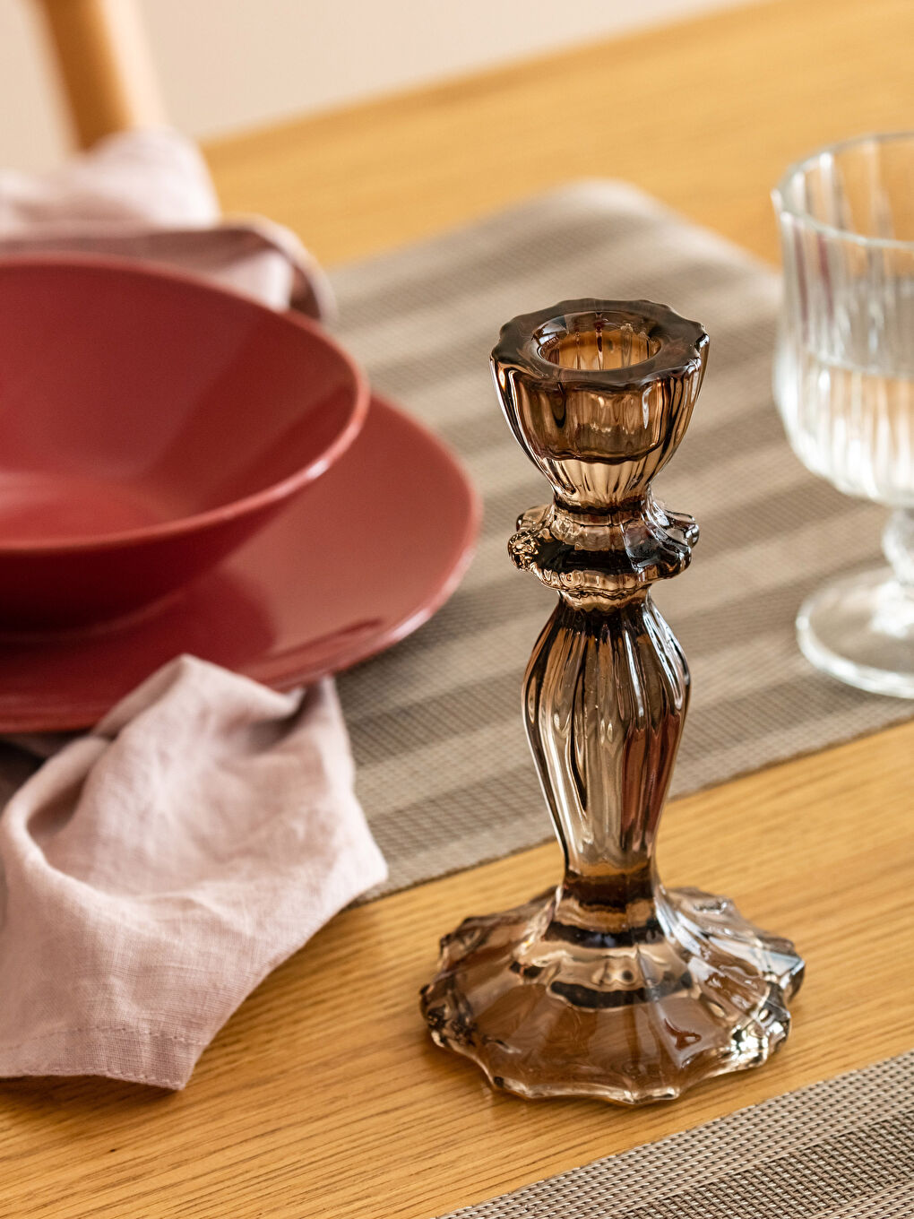 Yeşil Cam Şamdan 8x16 cm-2