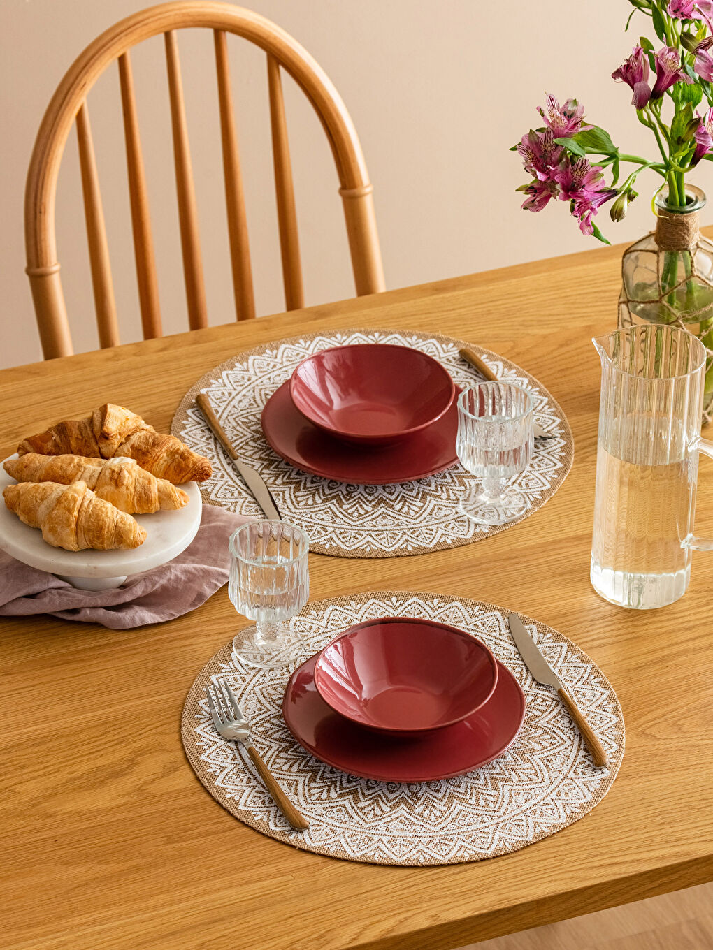 Patterned Jute Placemat 2-Pack 38x38 cm-1