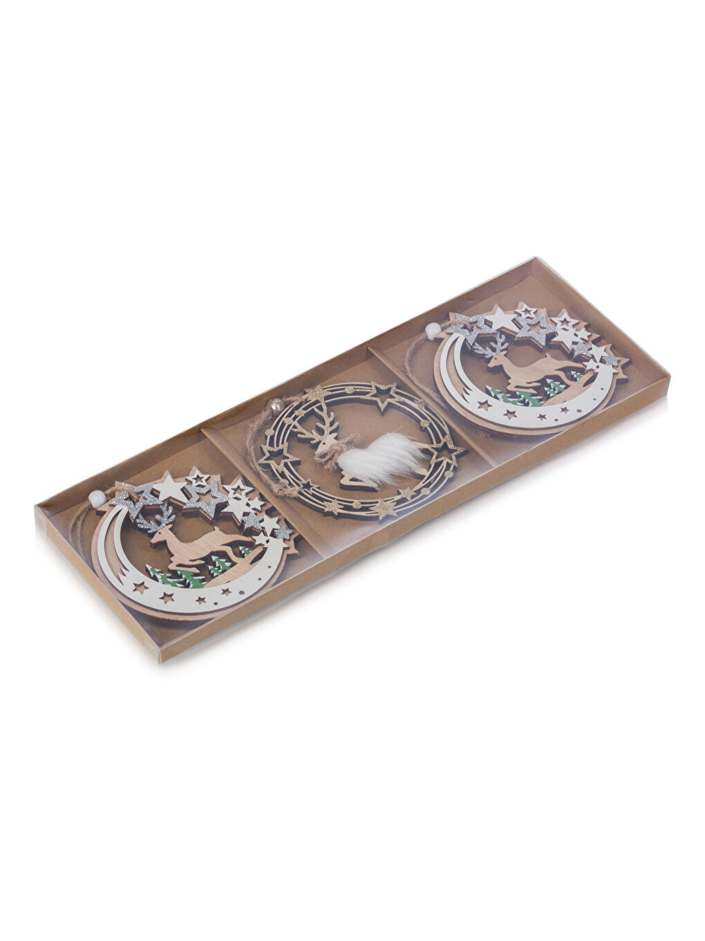 LCW HOME Decorative Deer Tree Ornament Set of 3 -W3AV24Z8-LRW