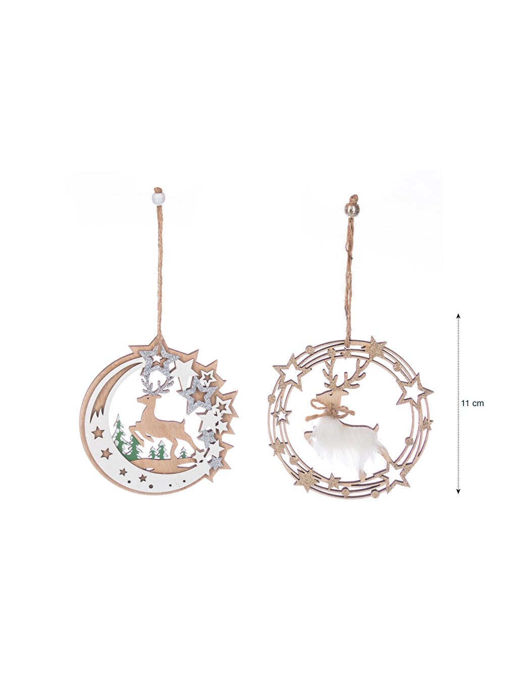 LCW HOME Decorative Deer Tree Ornament Set of 3 -W3AV24Z8-LRW