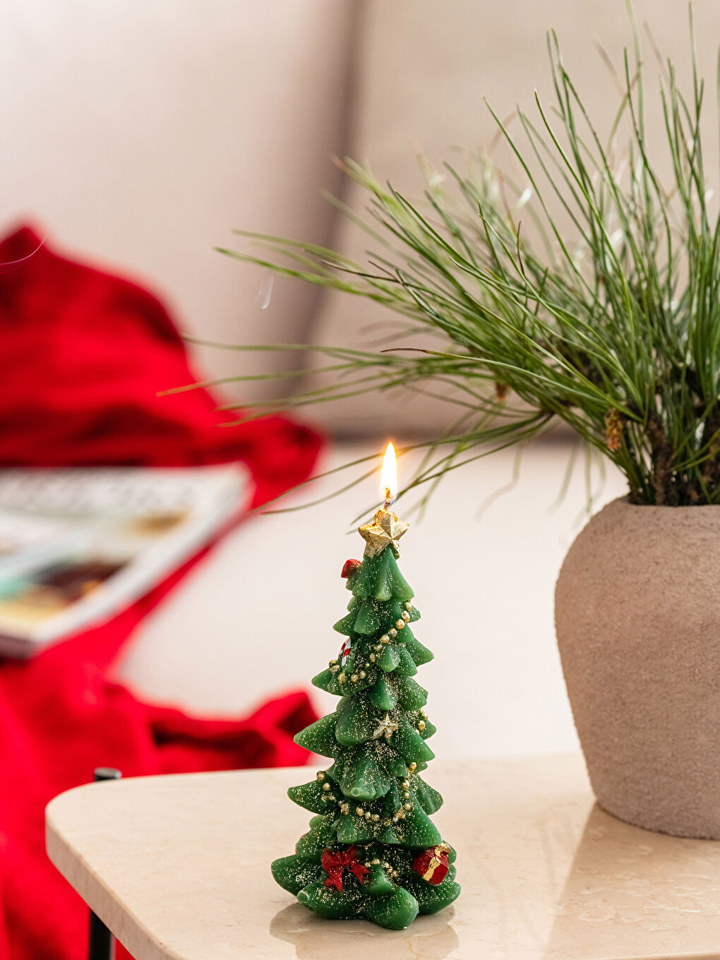 LCW HOME Christmas Tree Figured Candle 15 Cm -W3BA00Z8-F9C