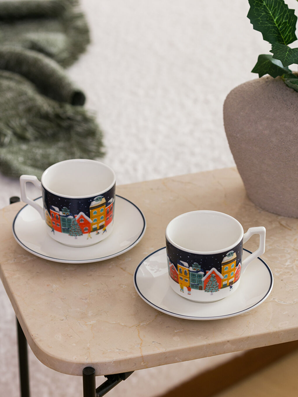 Karışık Yılbaşı Temalı 2 Kişilik Kahve Fincan Takımı 90 ml-1