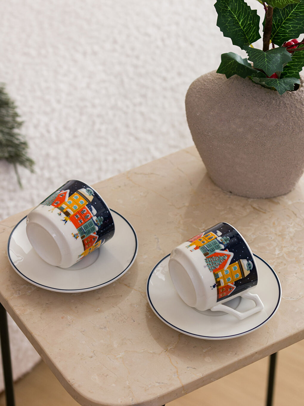 Karışık Yılbaşı Temalı 2 Kişilik Kahve Fincan Takımı 90 ml-2