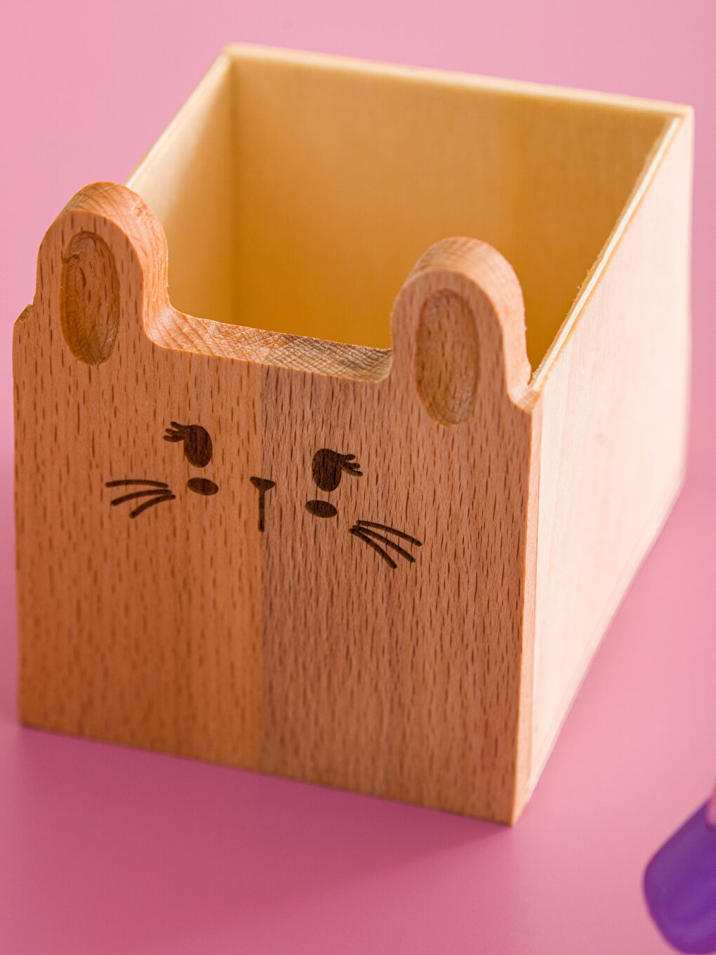 Kahverengi Baskılı Ahşap Organizer Kutu 10x10x12 cm-2