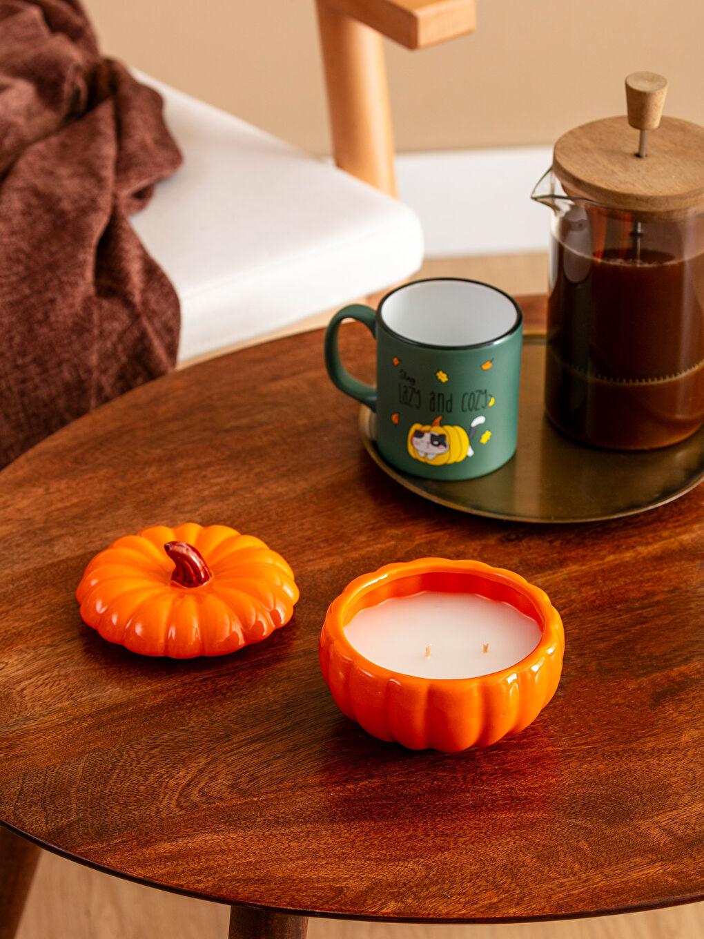 Turuncu Bal Kabağı Dekoratif Mum 210 g-1