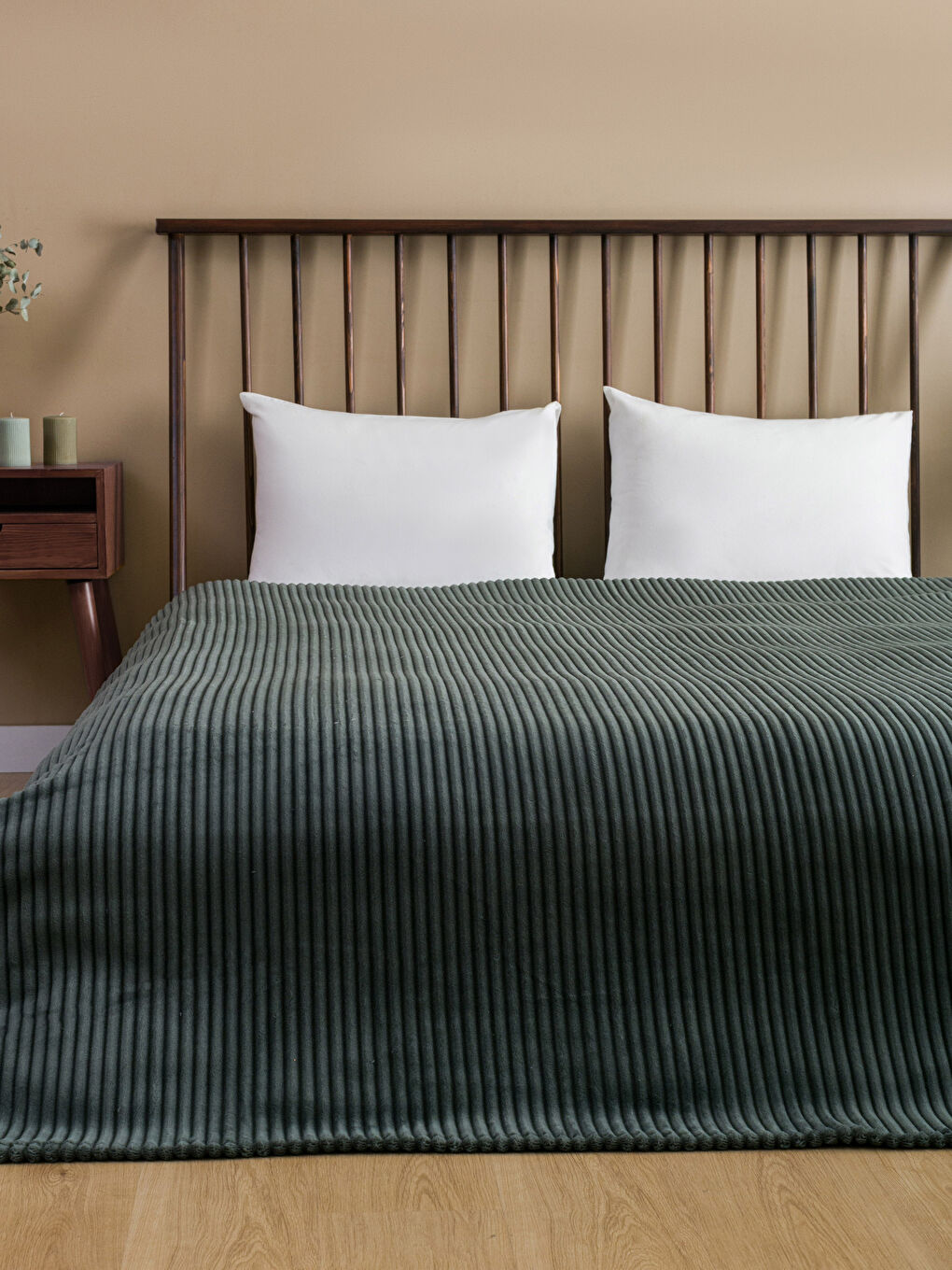 Haki Wellsoft Fitilli Çift Kişilik Battaniye 200x220 cm