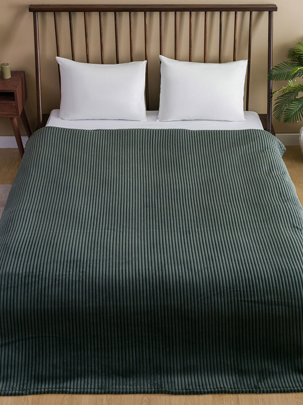 Haki Wellsoft Fitilli Çift Kişilik Battaniye 200x220 cm-1